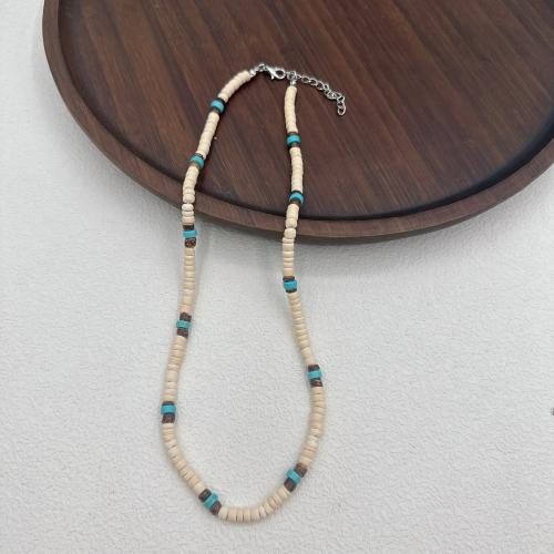 Fashion Match Jewelry Necklace, Coco, with turquoise & Wood, with 5cm extender chain, Bohemian style & Unisex cm 