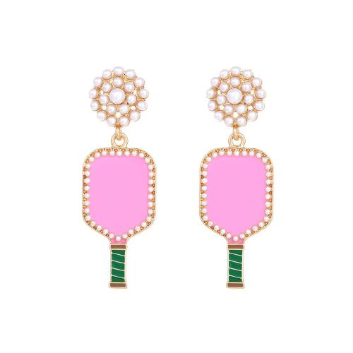 Plastic Pearl Zinc Alloy Earring, with Plastic Pearl, plated, fashion jewelry & enamel 