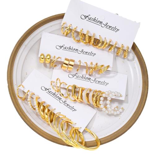 Kunststoff Perle Zink Legierung Ohrring, Zinklegierung, mit Kunststoff Perlen, Modeschmuck & für Frau, goldfarben, verkauft von setzen