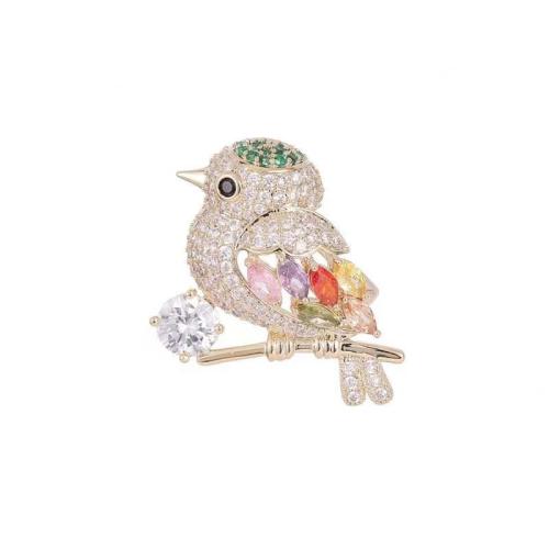 Zinc Alloy Jewelry Brooch, Bird, plated, for woman & with rhinestone 