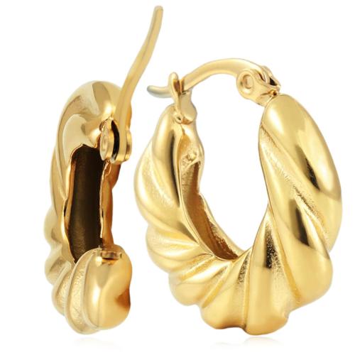 Titan Stahl Ohrringe, Titanstahl, plattiert, für Frau, goldfarben, 21x6x23mm, verkauft von Paar