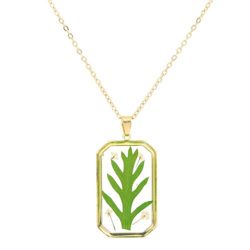 Resin Necklace, Brass, with Resin, with 5cm extender chain, plated, for woman & epoxy gel, green cm 