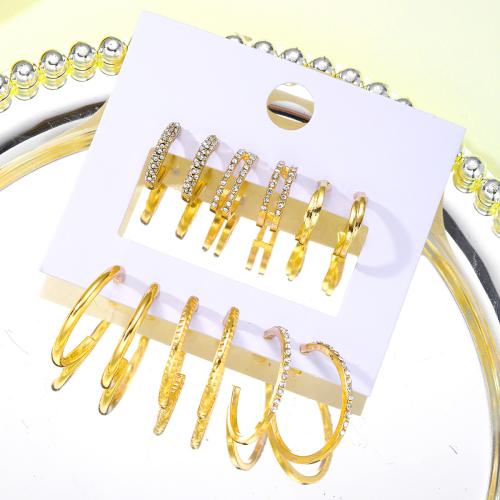 Crystal Drop Earring, Zinc Alloy, with Crystal, 6 pieces & fashion jewelry & for woman, golden 