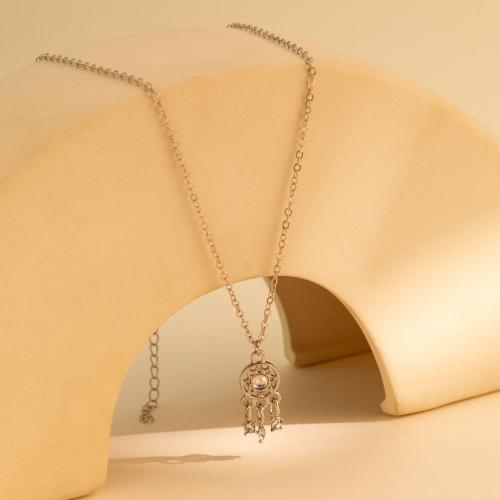 Collar de aleación de cinc con diamantes de imitación, aleación de zinc, con 1.97 Inch extender cadena, Joyería & para mujer, color original, longitud:aproximado 15.75 Inch, Vendido por UD