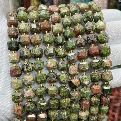 Unakite Beads, Square, fashion jewelry & DIY & faceted, mixed colors Approx 38 cm [