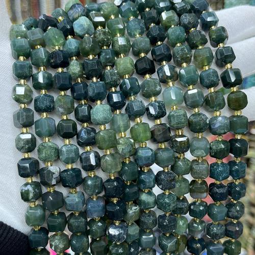 Natural Moss Agate Beads, Square, fashion jewelry & DIY & faceted, mixed colors Approx 38 cm 
