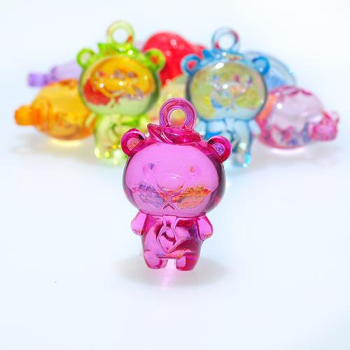 Acrylic Jewelry Pendant, Bear, injection moulding, fashion jewelry & DIY, mixed colors Approx 