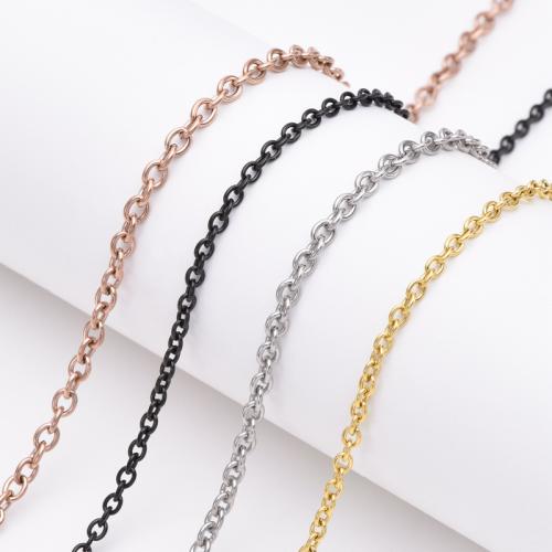 Stainless Steel Chain Necklace, 304 Stainless Steel, Vacuum Ion Plating, DIY & oval chain [