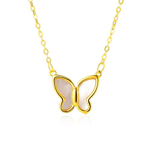 Sterling Silver Jewelry Necklace, 925 Sterling Silver, with Shell, with 5CM extender chain, Butterfly, for woman Approx 40 cm [