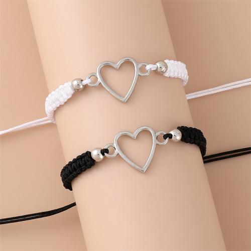 Fashion Create Wax Cord Bracelets, Zinc Alloy, with Wax Cord, 2 pieces & for woman 