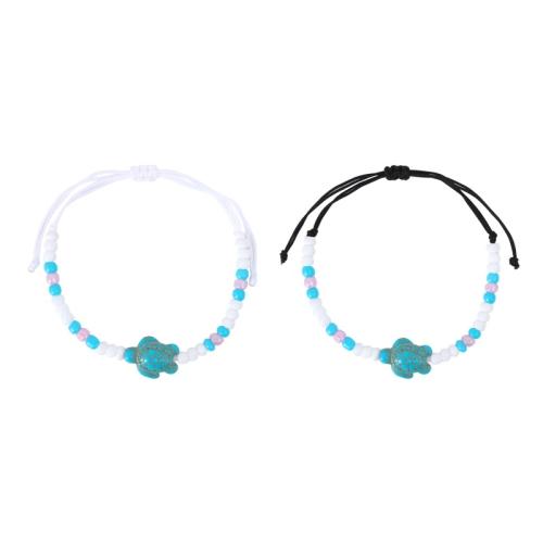 Bracelets Bijoux en verre, Seedbead, avec turquoise & corde de cire, avec 5cm chaînes de rallonge, fait à la main, Style bohème & styles différents pour le choix & pour femme, plus de couleurs à choisir cm, Vendu par PC