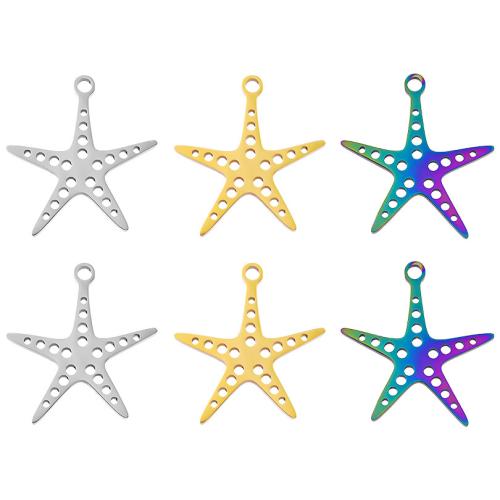 Stainless Steel Star Pendant, 304 Stainless Steel, Starfish, Vacuum Ion Plating, fashion jewelry & DIY & hollow 