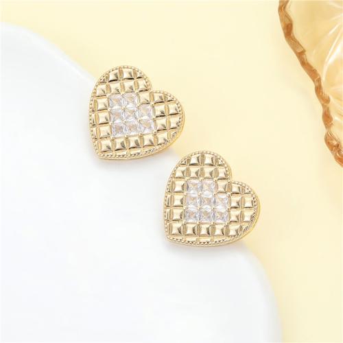 Cubic Zirconia Micro Pave Brass Earring, Heart, fashion jewelry & micro pave cubic zirconia & for woman [