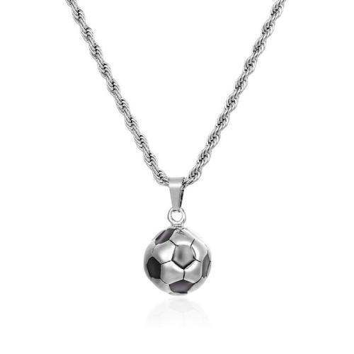 Stainless Steel Jewelry Necklace, 304 Stainless Steel, Football, Vacuum Ion Plating, fashion jewelry & Unisex cm 