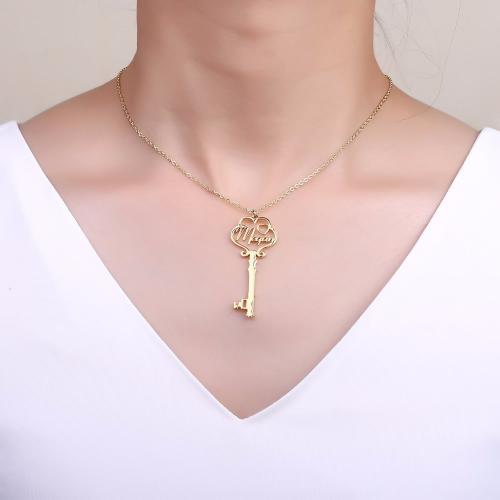 304 Stainless Steel Necklace, with 5CM extender chain, Key, plated, Customized & for woman cm 