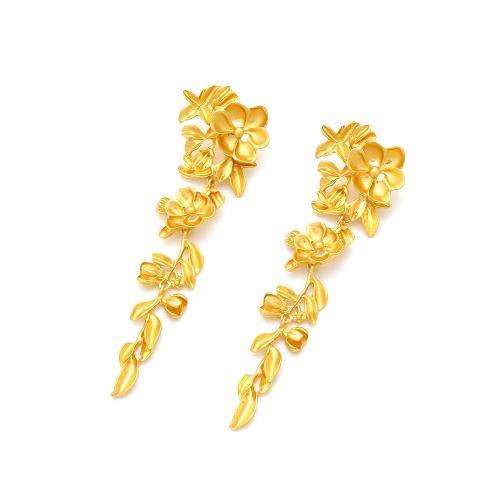 Zinc Alloy Drop Earring, Flower, plated, fashion jewelry, golden 