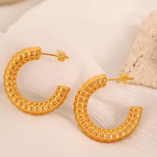 Titanium Steel Earrings, plated, fashion jewelry golden 