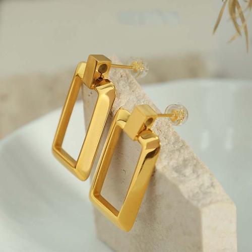 Titanium Steel Earrings, plated, fashion jewelry, golden 