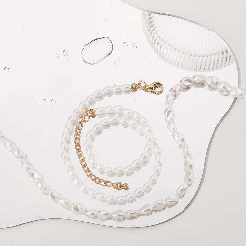 Sistemas del regalo de la joyería, Perlas plásticas, hecho a mano, diferentes estilos para la opción & para mujer, Blanco, Vendido por UD
