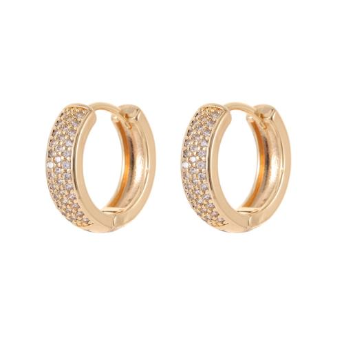 Brass Hoop Earring Components, with Gemstone, plated, DIY & micro pave cubic zirconia, Crystal Gold 