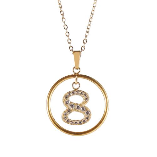 Cubic Zirconia Stainless Steel Necklace, 316 Stainless Steel, with 5CM extender chain, plated & micro pave cubic zirconia & for woman, golden Approx 45 cm 