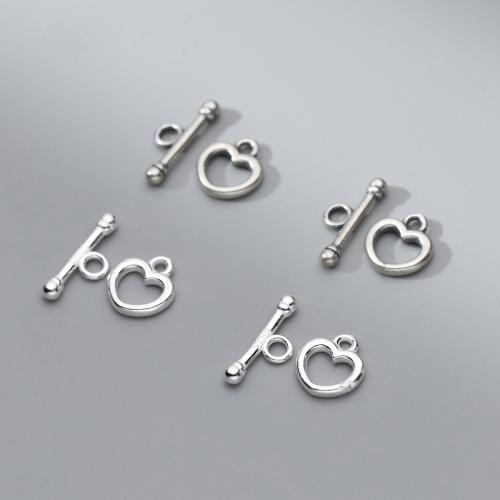 Sterling Silver Toggle Clasp, 925 Sterling Silver, Heart, DIY heart size stick length 14.5mm 