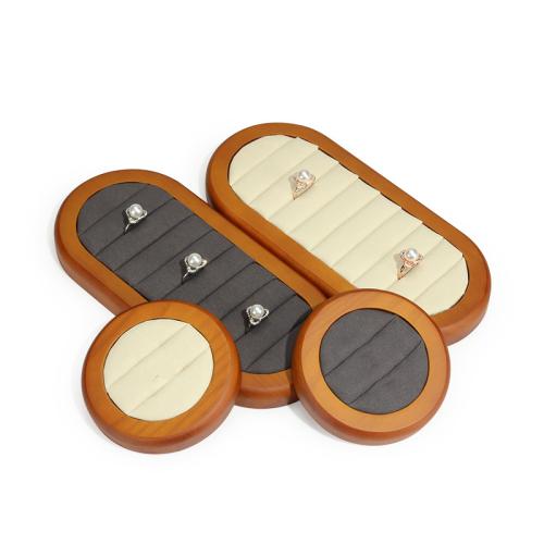 présentoir de bague en bois, Microfibre PU, avec bois, styles différents pour le choix, plus de couleurs à choisir, Vendu par PC