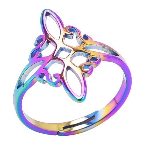 Stainless Steel Finger Ring, 304 Stainless Steel, Vacuum Ion Plating, fashion jewelry & Unisex & hollow US Ring 