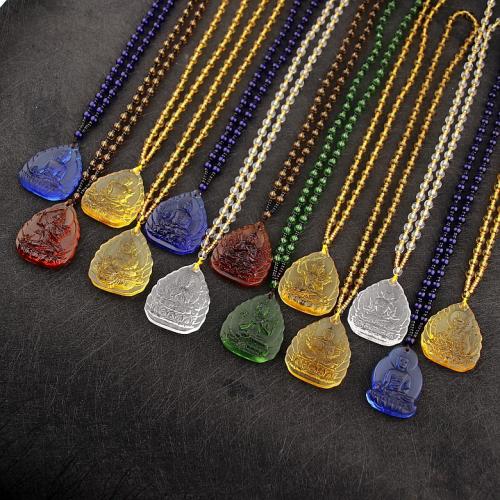Verre collier de perles en émail, avec corde en nylon & chalumeau, bijoux de mode & modèles différents pour le choix, plus de couleurs à choisir, 50mm cm Vendu par sac[