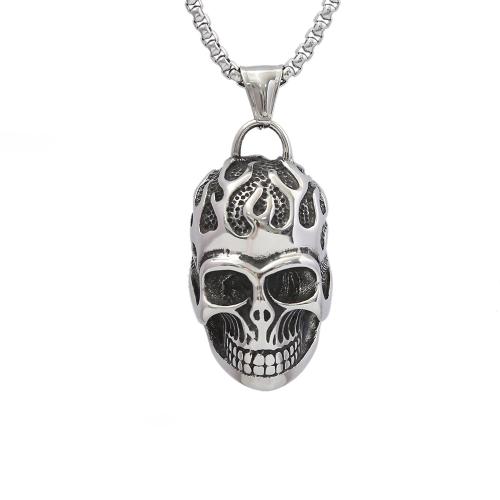 Stainless Steel Jewelry Necklace, 304 Stainless Steel, Skull, polished, fashion jewelry & for man Approx 60 cm 