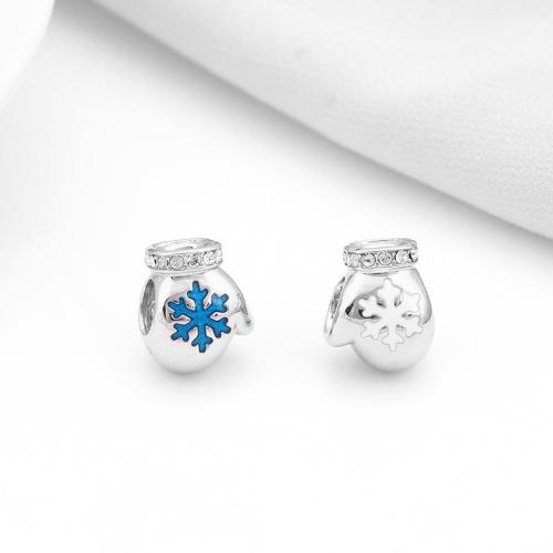 Cubic Zirconia Micro Pave Sterling Silver Bead, 925 Sterling Silver, DIY & micro pave cubic zirconia & enamel 
