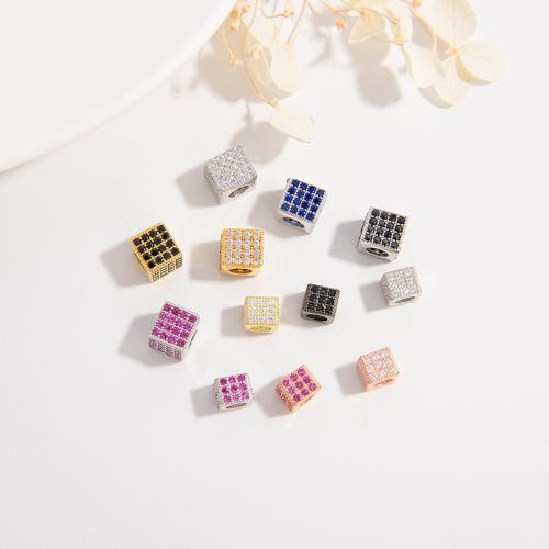 Sterling Silver Spacer Beads, 925 Sterling Silver,  Square, DIY & micro pave cubic zirconia 