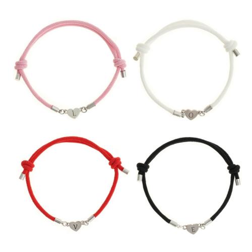 Stainless Steel Charm Bracelet, 304 Stainless Steel, with Milan Cord, handmade, 4 pieces & for woman Approx 16-30 cm [