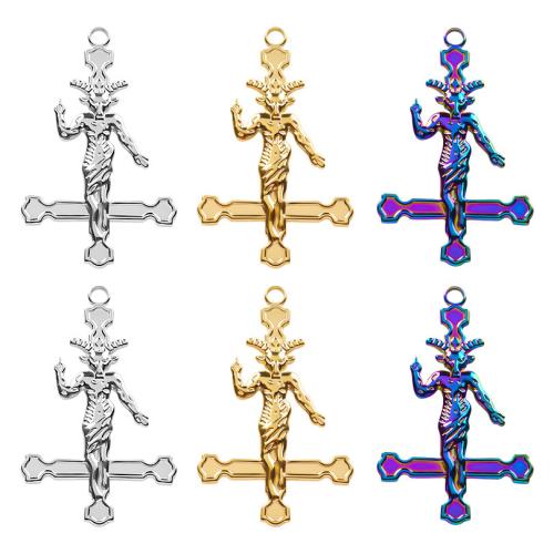 Stainless Steel Cross Pendants, 304 Stainless Steel, Vacuum Ion Plating, fashion jewelry & DIY 