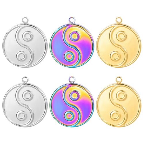 Stainless Steel Pendants, 304 Stainless Steel, Flat Round, Vacuum Ion Plating, fashion jewelry & DIY 