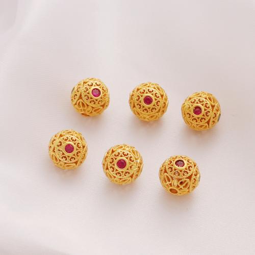 Zinc Alloy Jewelry Beads, Round, gold color plated, DIY & micro pave cubic zirconia, mixed colors 