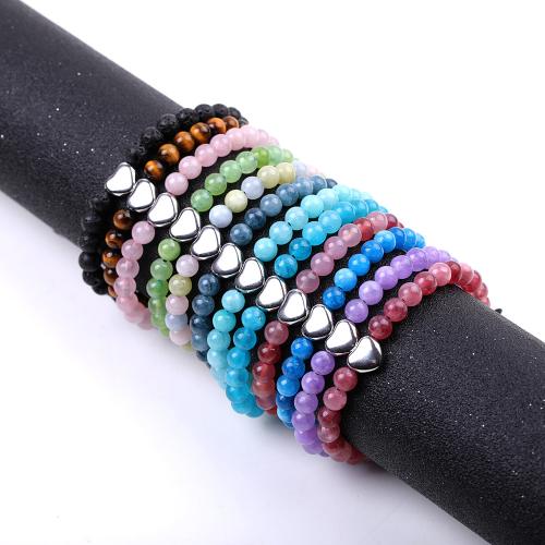 Marbre teint Bracelet en perles, avec corde en nylon & Acier inoxydable 304, bijoux de mode, plus de couleurs à choisir .5 cm, Vendu par PC