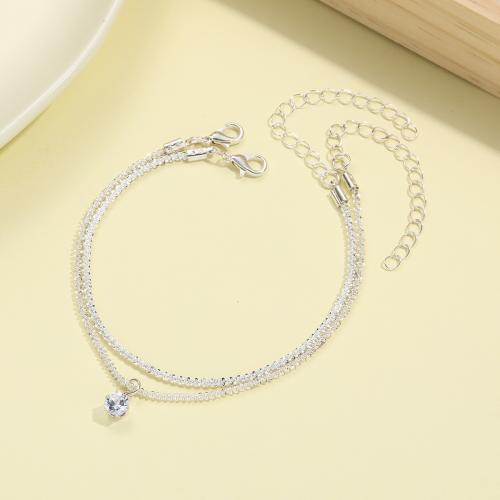 Zinc Alloy Anklet, with Crystal, 2 pieces & fashion jewelry & for woman 