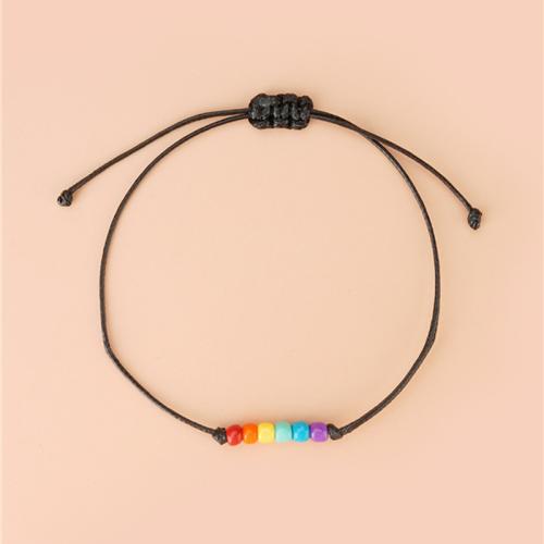 Bracelets Bijoux en verre, Seedbead, avec corde de cire, 2 pièces & unisexe, multicolore, Vendu par fixé