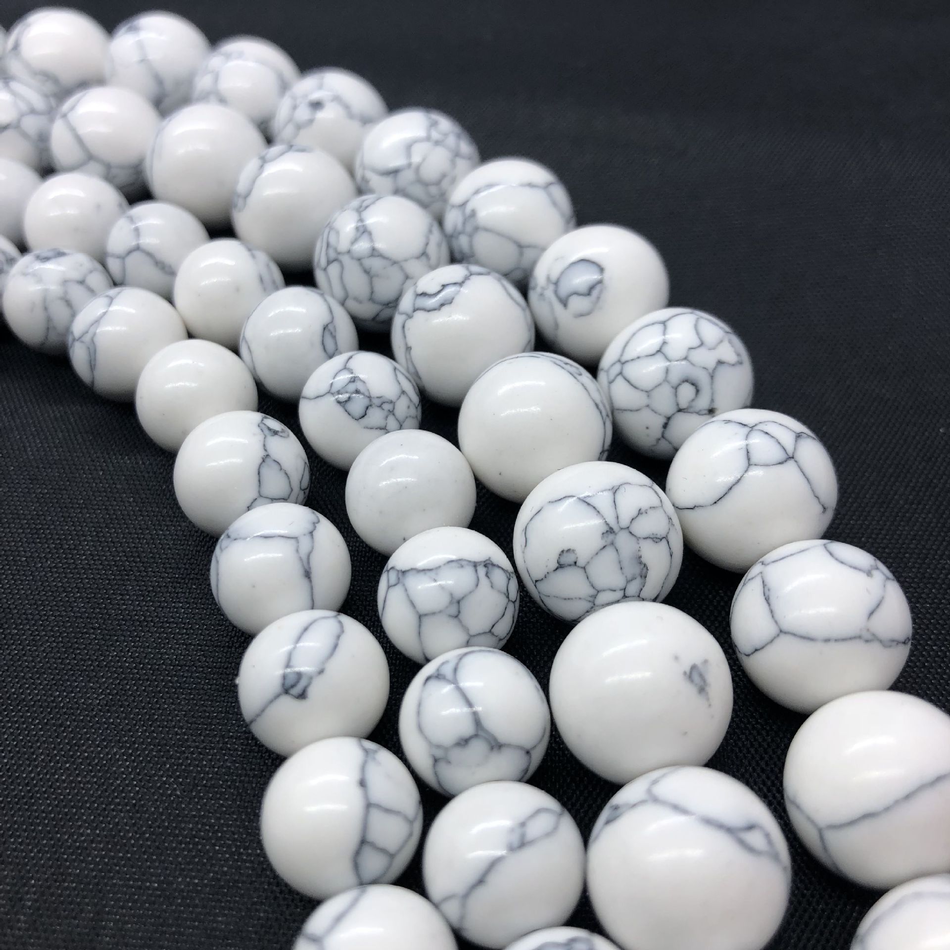 Perles en Turquoise synthétiques, Rond, normes différentes pour le choix, blanc, Longueur:Environ 15.7 pouce, Vendu par brin