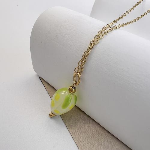 Lampwork Jewelry Necklace, with 304 Stainless Steel Chain, with 5cm extender chain, fashion jewelry & for woman Approx 40 cm 
