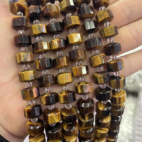 Tiger Eye Beads, Flat Round, fashion jewelry & DIY & faceted, mixed colors Approx 38 cm 