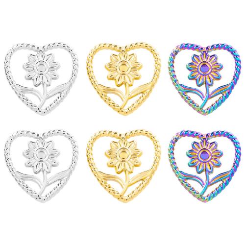 Stainless Steel Heart Pendants, 304 Stainless Steel, Vacuum Ion Plating, fashion jewelry & DIY & hollow [