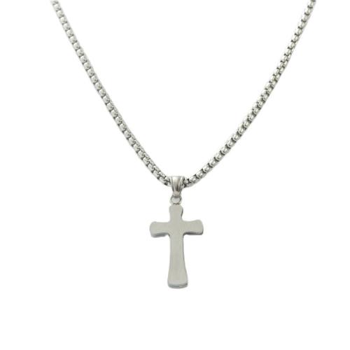 Stainless Steel Jewelry Necklace, 304 Stainless Steel, Cross, polished, fashion jewelry & for man Approx 60 cm 