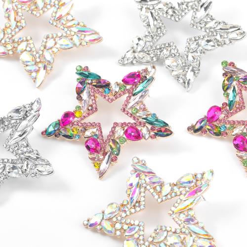 Zinc alliage strass Stud Earring, alliage de zinc, étoile, bijoux de mode & pour femme & avec strass, plus de couleurs à choisir Vendu par PC