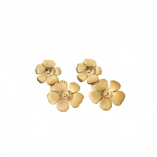 Stainless Steel Stud Earring, 304 Stainless Steel, petals, plated, for woman 
