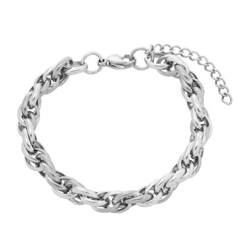 Stainless Steel Chain Bracelets, 304 Stainless Steel, with 4CM extender chain, plated, for woman Approx 16 m [