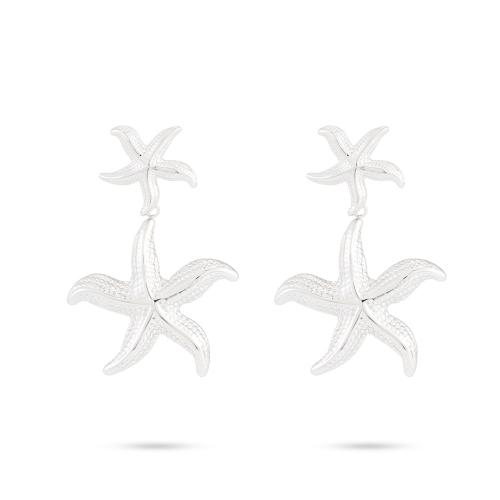 Edelstahl Stud Ohrring, 304 Edelstahl, Seestern, plattiert, für Frau, keine, verkauft von Paar