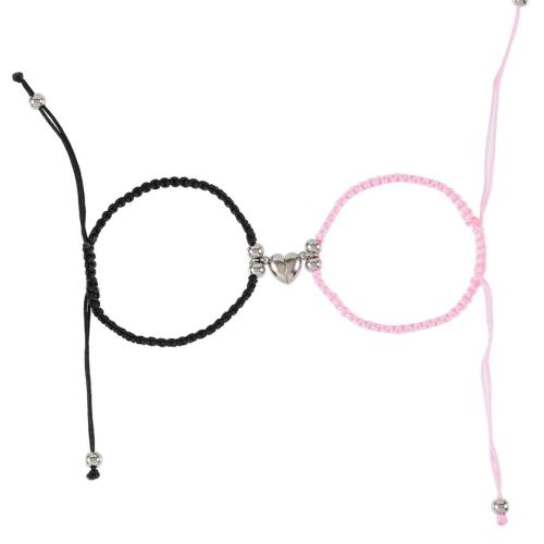 alliage de zinc Bracelet de couples, avec Aimant & corde de coton, Placage, 2 pièces & unisexe, plus de couleurs à choisir Environ 8-12 cm, Vendu par fixé