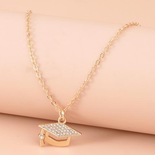 Rhinestone Zinc Alloy Necklace, with 5cm extender chain, plated & for woman & with rhinestone, golden cm 